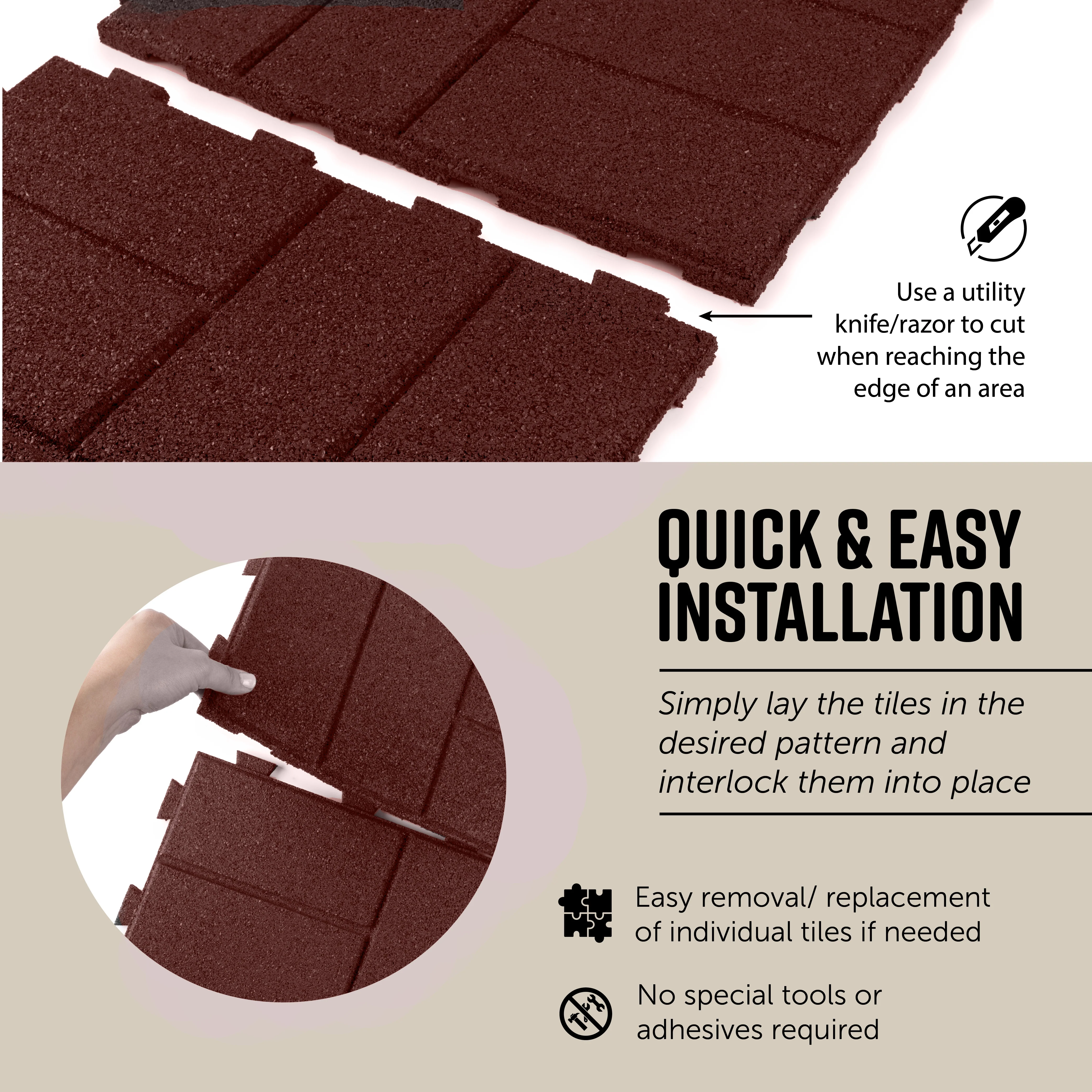 Brick Interlocking Rubber Paver Tile - Image 21